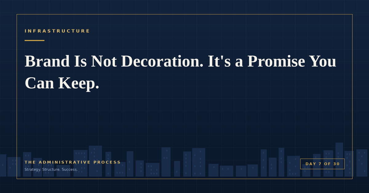 Brand Is Not Decoration. It's a Promise You Can Keep. — The Administrative Process