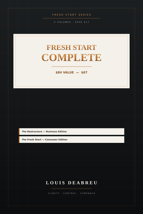 Fresh Start Series Complete Bundle — The Restructure business edition and The Fresh Start consumer edition. Two volumes, $84 value for $67.